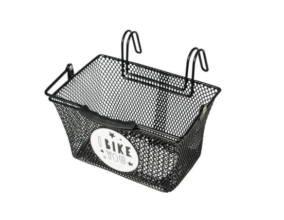 CESTO DELANTERO NIÑOS BASIL TIVOLI ACERO NEGRO/PEGATINA PAJARO (26x24x17 cm)