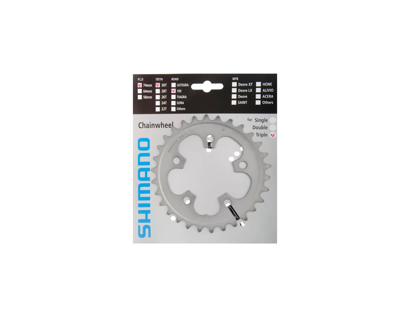 Plateau Shimano NOS 30 Dents, BCD 74, Réf 1381 - Neuf En Boîte Pour Vélo