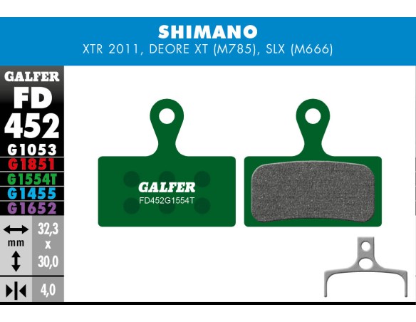 Pastilla de freno Galfer Pro Shimano XTR, XT 2014, Deore XT 785, SLX